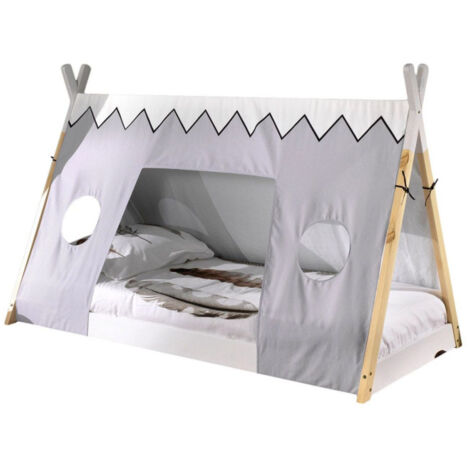 Pack - Lit Enfant & Textile "Tipi" 90x200cm Blanc (1/5)