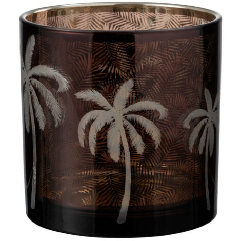 Photophore Design "Feuilles Palmier" 15cm Marron (1/3)