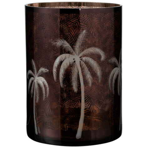 Photophore Design "Feuilles Palmier" 24cm Marron (1/3)