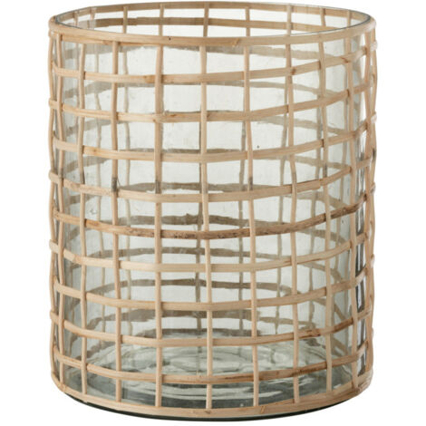 Photophore Design en Rotin "Lamina" 22cm Naturel (1/4)