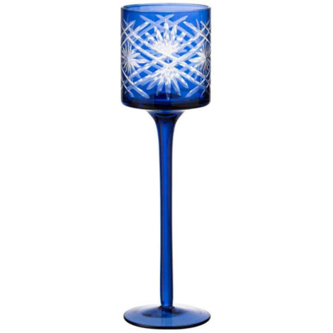 Photophore sur Pied Déco "Santorini" 25cm Bleu (1/3)