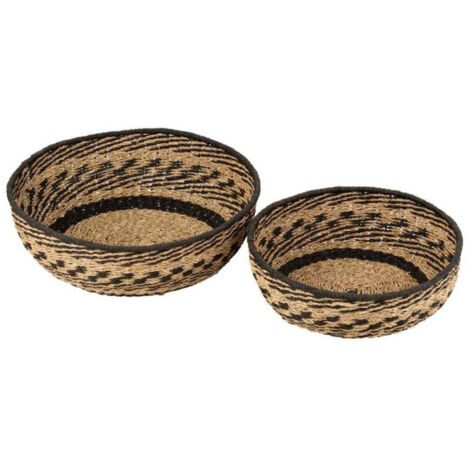 Lot de 2 Coupelles Déco "Zostère" 46cm Noir & Beige (1/5)