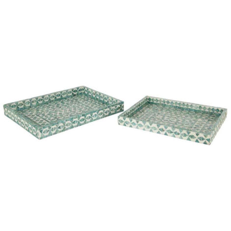 Lot de 2 Plateaux Déco "Delta" 41cm Bleu Clair (1/3)