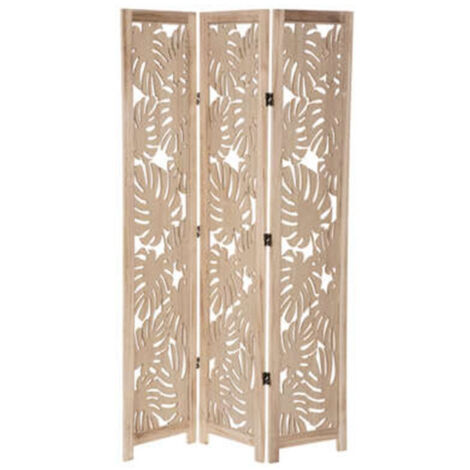 Atmosphera – Paravent déco en bois palm 106x165cm – MDF et bois Paulownia – Motif feuille tendance – Forme rectangulaire beige