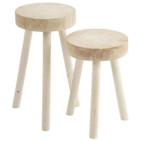 Lot de 2 Tabourets en Bois "Jenny" 56cm Blanc (1/3)