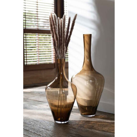Vase Dame Jeanne verre, beige l.40 x H.56 cm