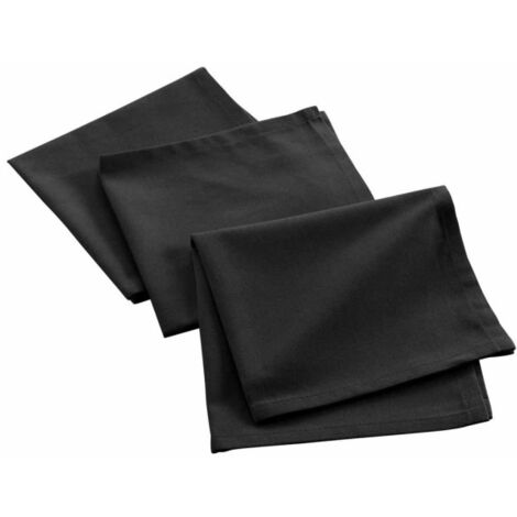 Lot de 3 Serviettes de Table "Mistral" 40x40cm Noir