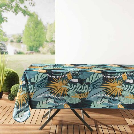 Nappe Bulgomme Imprimée Jungle - Au métre - 140 x 250 cm - bleu .