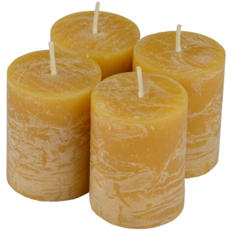 Lot de 4 Bougies Pilier "Rustique" 5cm Jaune (1/2)