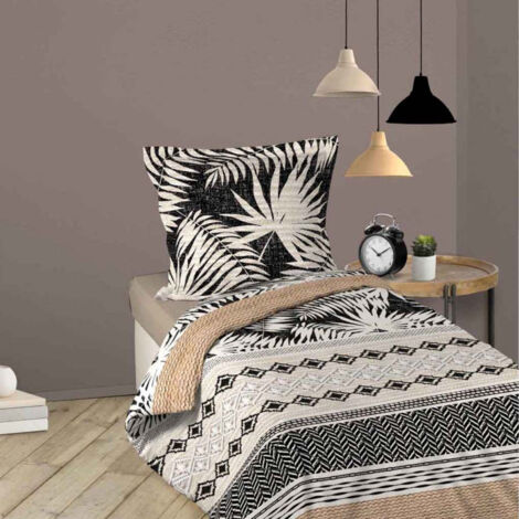 Parure De Lit Bassetti Zirvehome Piazza Dei Miracoli - Satin De Coton Mako, 140x200 Cm + Taie 70x90 Cm, Motif Marron