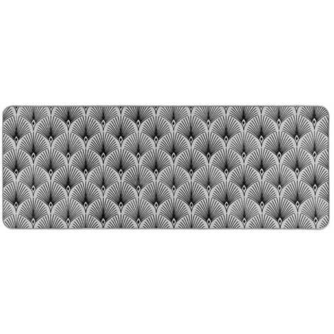 Tapis Tissé Imprimé "Casella" 45x120cm Gris (1/2)