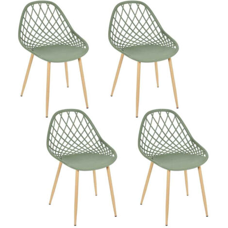 Paris Prix – Lot de 4 chaises Malaga 80cm – Polypropylène et métal – Confort intérieur et extérieur – Dimensions L. 51,2 x l. 57 x H. 80,2 cm – Couleur vert (1/5)