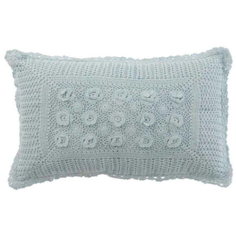 Coussin Déco "Dentelles" 30x50cm Bleu (1/3)