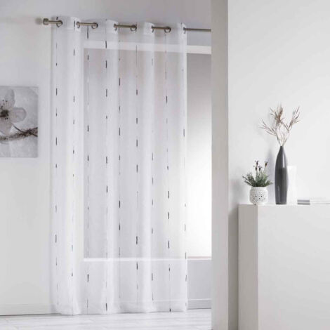 Rideau Voilage à Œillets "Chenilla" 140x280cm Gris (1/4)