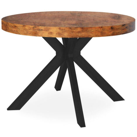 Paris Prix – Table ronde extensible 110-260cm – Forme ronde – Noir & noyer – 10 couverts – MDF & métal – Design moderne (1/4)