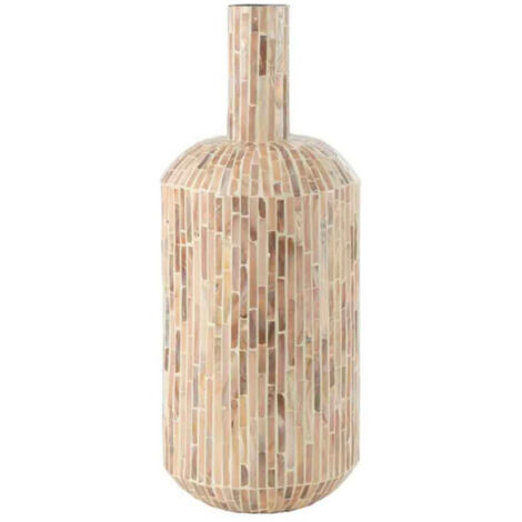 Vase bouteille mosaïque en papier beige 20x20x52 cm - J-Line