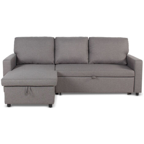 Canapé d'Angle Gauche Convertible "Minera" 215cm Gris (1/5)