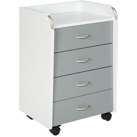 Caisson de Bureau 4 Tiroirs "Taz" 65cm Blanc & Gris