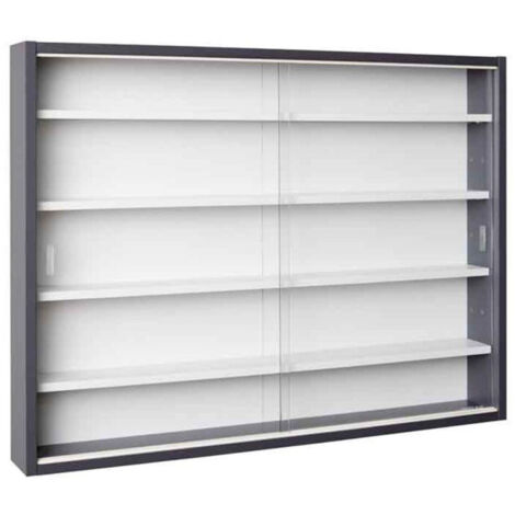 Paris Prix – Vitrine murale 83cm – Panneaux de particules gris et blanc – Dimensions L. 83 x l. 7 x H. 44 cm – Installation facile avec notice incluse