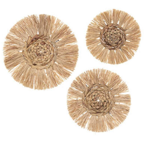 Lot de 3 Décorations Murales "Raphia" 35cm Naturel (1/4)