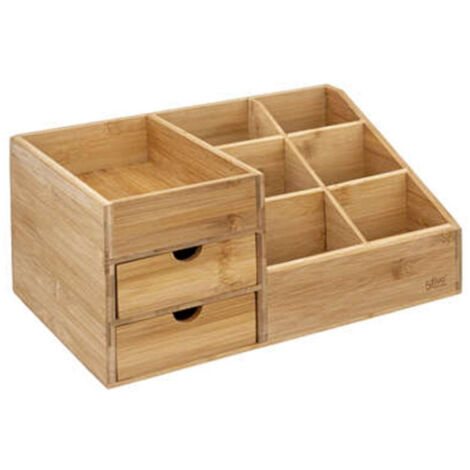 Organiseur 2 Tiroirs "Bambou" 33cm Naturel (1/5)