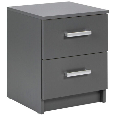 Table de Chevet 2 Tiroirs Design "Azio" 51cm Gris (1/5)