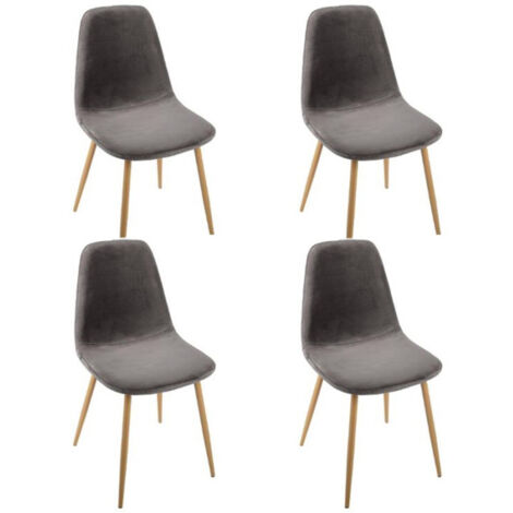 Lot de 4 Chaises en Velours Roka 85cm Gris