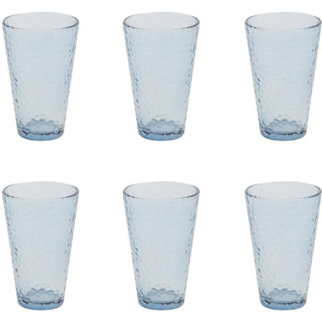 Lot de 6 Verres à Eau "Martelé" 34cl Bleu Fumé (1/3)