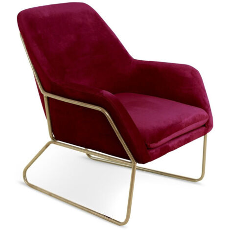Fauteuil Design en Velours "Baldy" 84cm Rouge & Or (1/2)