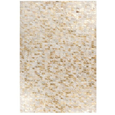 Tapis Fait Main en Cuir "Lavin III" Or & Multicolore 120 x 170 cm (1/5)