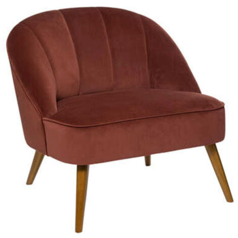 Atmosphera – Fauteuil relax scandinave 78cm en velours terracotta – Assise rembourrée – Structure en bois – Confort optimal pour salon et bureau (1/4)