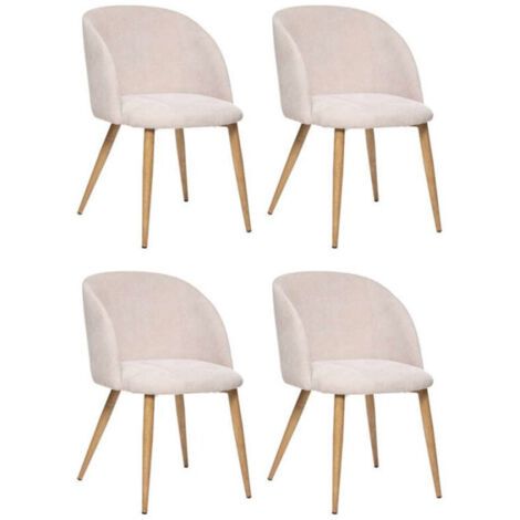 Atmosphera – Lot de 4 chaises 81cm en fer et polyester – Assise confortable – Couleur beige lin – Usage intérieur – À monter soi-même (1/4)