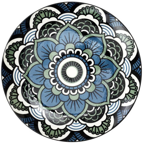 Lot de 6 Assiettes à Dessert "Mandala" 19cm Bleu (1/4)