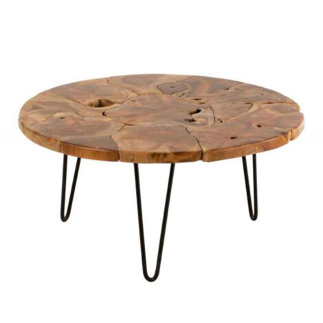 Table Basse en Teck "Manuel" 80cm Marron (1/4)