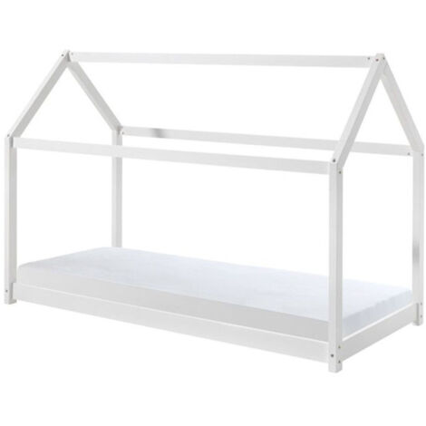 Lit Enfant & Matelas "Cabane" 90x200cm Blanc (1/5)
