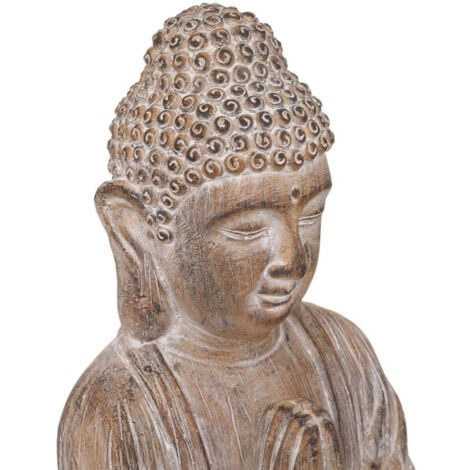 Statuette Déco Bouddha "Effet Bois" 45cm Lin