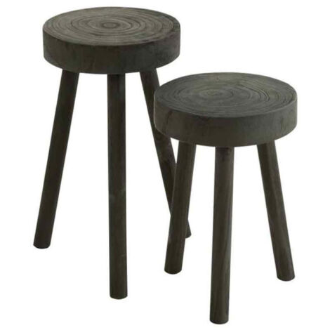 Lot de 2 Tabourets en Bois "Jenny" 56cm Noir (1/5)