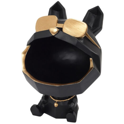 Statuette & Vide-Poche "Chien à Lunettes" 23cm Noir (1/5)