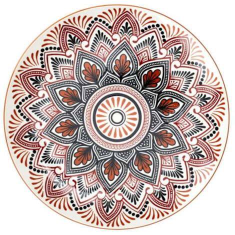 Lot de 6 Assiettes Plates "Mandala" 26cm Orange