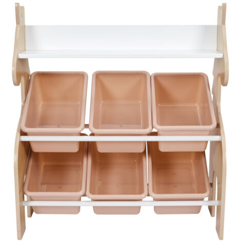 Meuble Rangement Licorne 6 Bacs - Enfant, MDF Et Polypropylène - 63,3x29,5x71,5cm