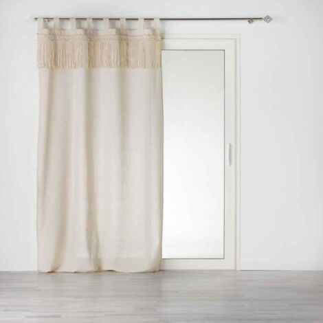 Paris Prix – Rideau à passants 140x240cm en coton naturel – Certification Oekotex – Prêt à poser pour décoration intérieure
