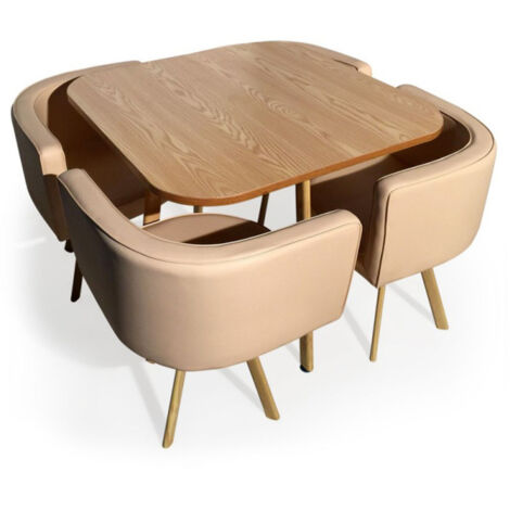 Ensemble Table de Repas & 4 Chaises Design "Norway" Beige