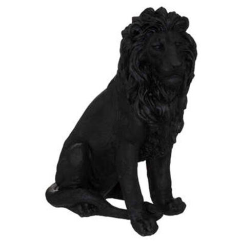 Atmosphera – Statuette déco lion en oxyde de magnésium 51,5cm – Élément décoratif noir moderne pour intérieur et extérieur – Poids 3,3 kg