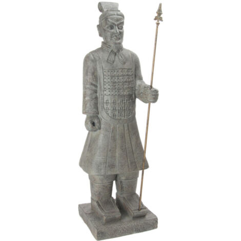 Atmosphera – Statue déco samouraï 119cm – Oxyde de magnésium, sable, pierre & fibre de verre – Couleur gris – Élégance pour intérieur et jardin (1/3)