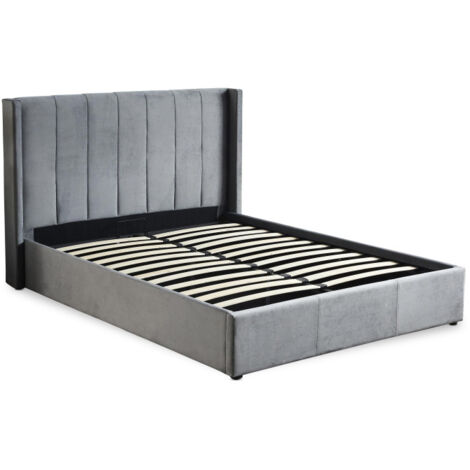 Lit Adulte Sommier Relevable "Fady" 140x190cm Gris (1/5)