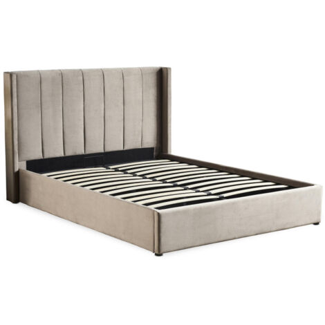 Lit Adulte Sommier Relevable "Fady" 140x190cm Taupe (1/5)