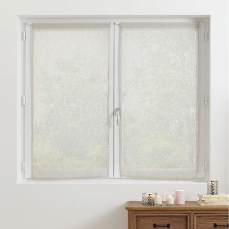 Atmosphera – Lot de 2 rideaux voilage 60x120cm en polyester – Texture effet lin – Filtrage de la lumière et préservation de l'intimité