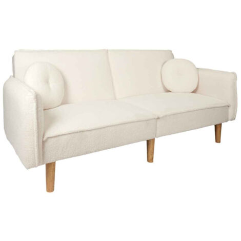 Canapé Convertible Scandinave Freya – Blanc, 198cm, 2 Places, NEUF