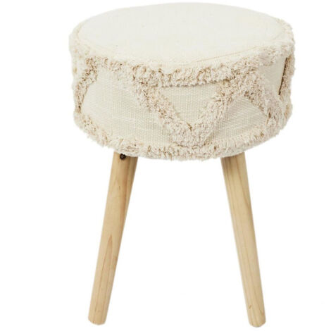 Tabouret Design Ethnique "Mirage" 41cm Blanc (1/5)