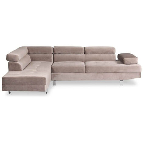 Canapé d'Angle Gauche "Têtière" 260cm Taupe (1/5)